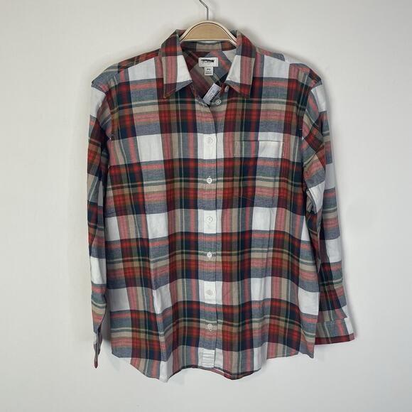 J. Crew Factory Women Tartan Plaid Button Down Shirt Petite Small Holiday CC243 - Picture 1 of 10